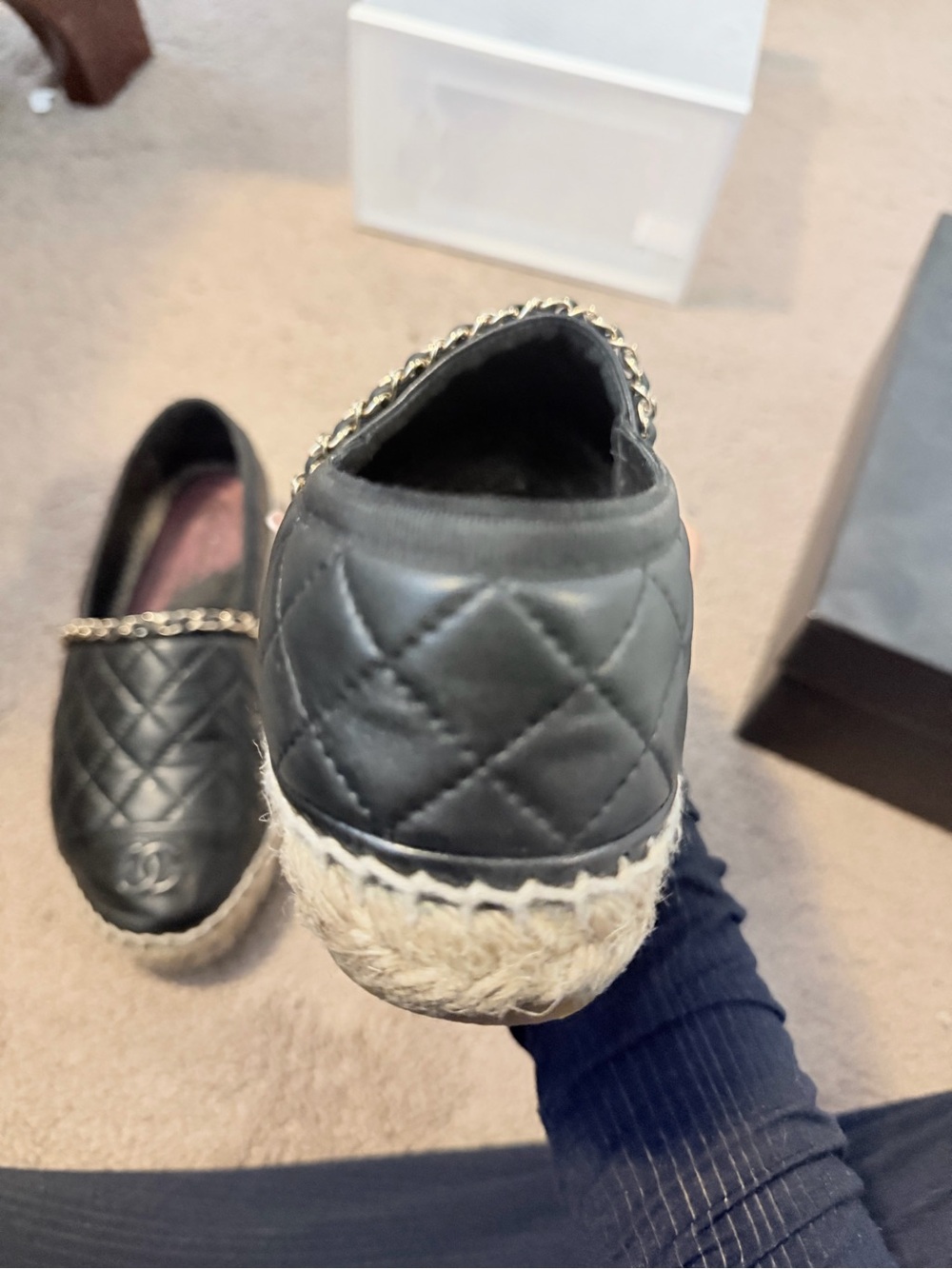 Chanel Quilted Black Leather Espadrilles - Picture 4 of 9